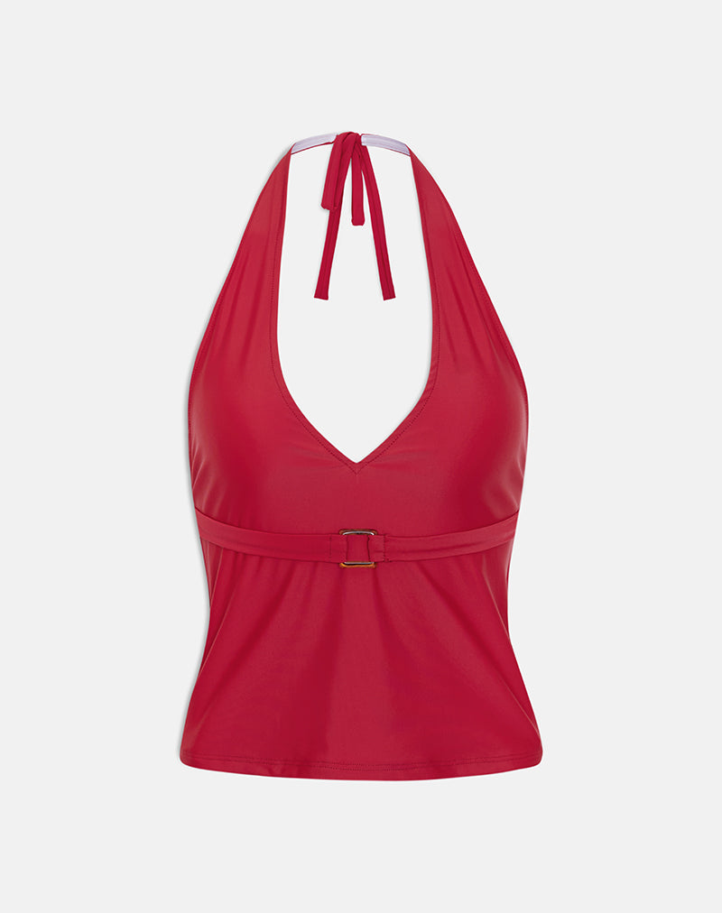 Image of Towi Swim Tank Top in Cardinal Red with Belt