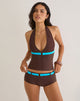 Image of Towi Swim Tank Top in Brown with Blue Belt