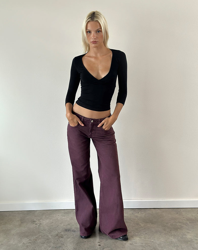 Image of Low Rise Slouchy Flare Jeans in Pinot Noir
