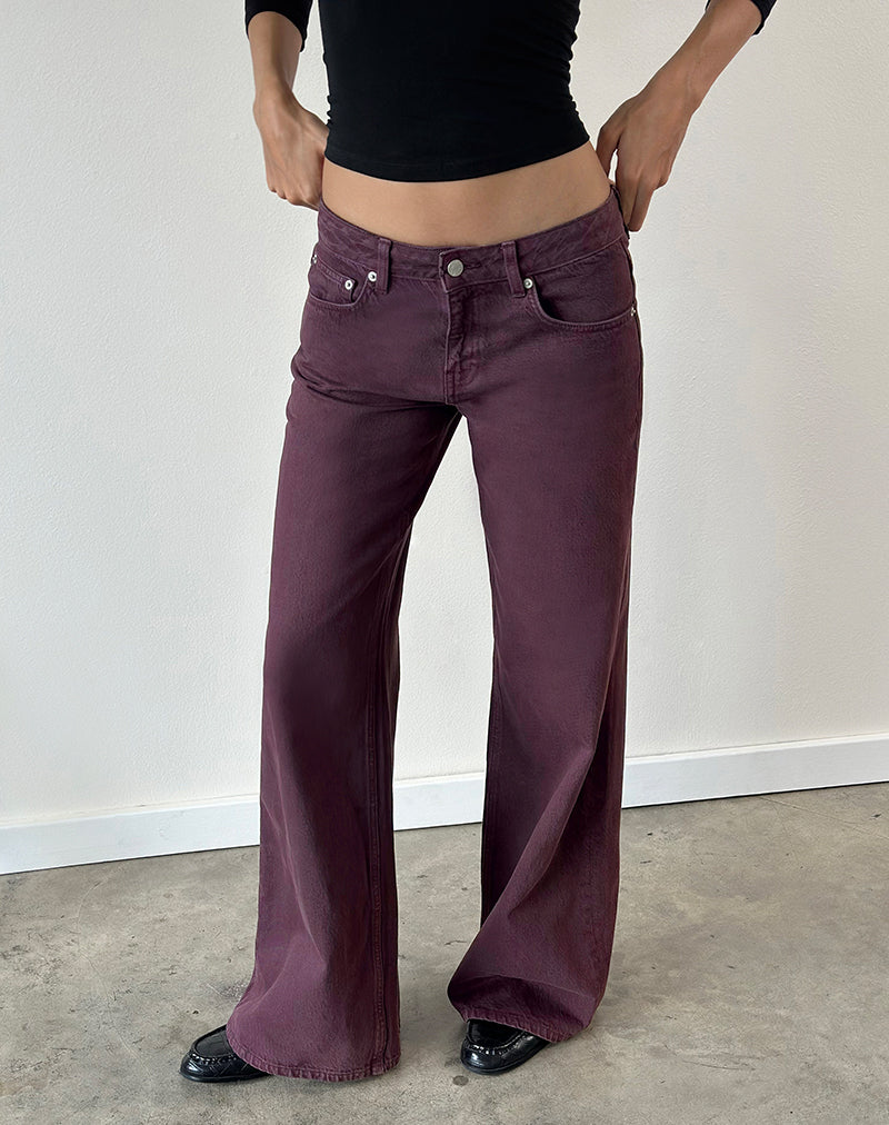 Image of Low Rise Slouchy Flare Jeans in Pinot Noir