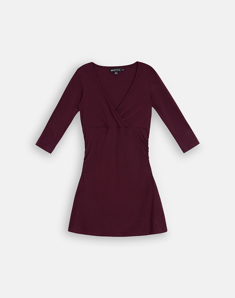 Image of Trudita Mini Dress in Rayon Jersey Dark Plum