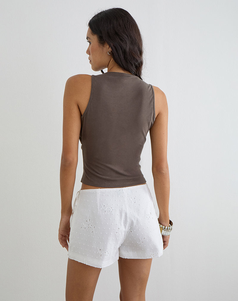Image of Tulia Button Vest Top in Brown