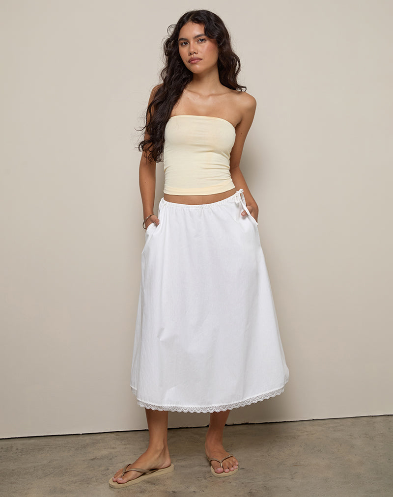 image of Taka Midi Skirt in Poplin White