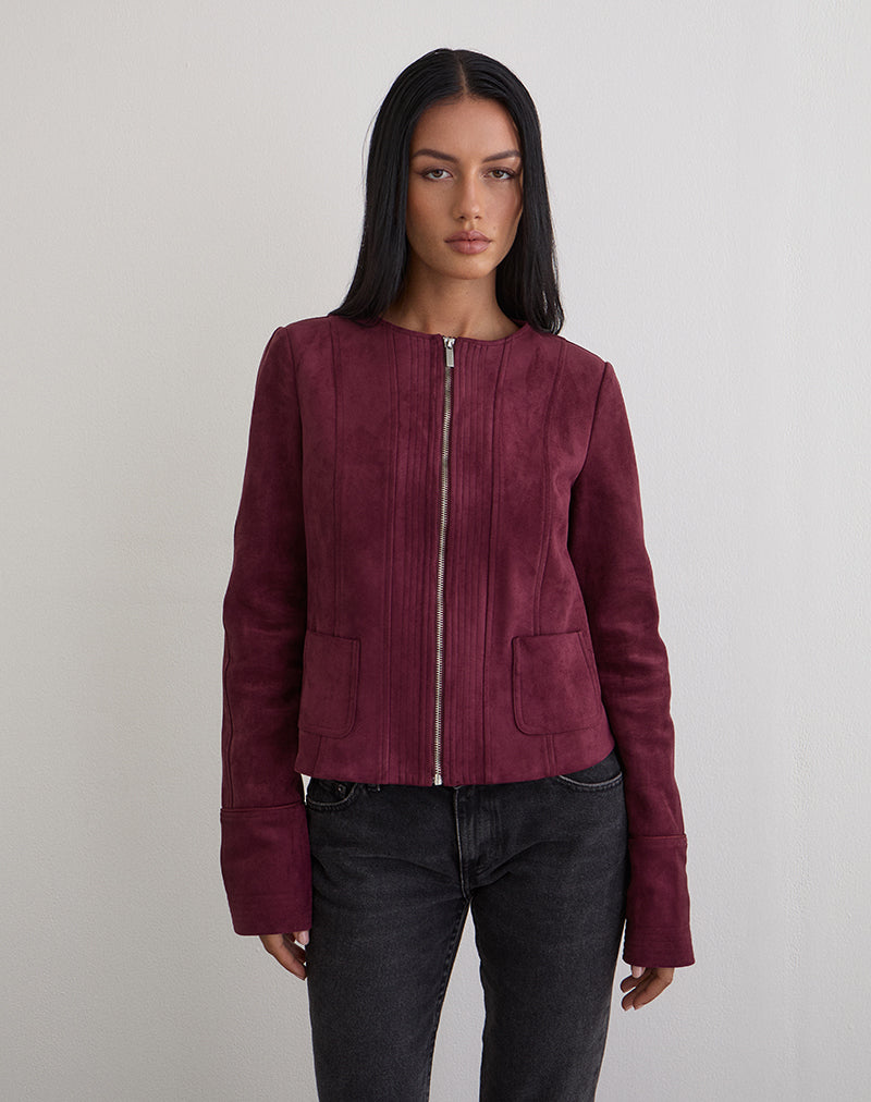 Ukiyo Jacket in Faux Suede Burgundy