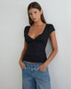 Image of Uliva Cap Sleeve Corset Top in Poplin Black