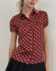 Image of Ulsan Fitted Shirt in Burnt Red with Polka Print