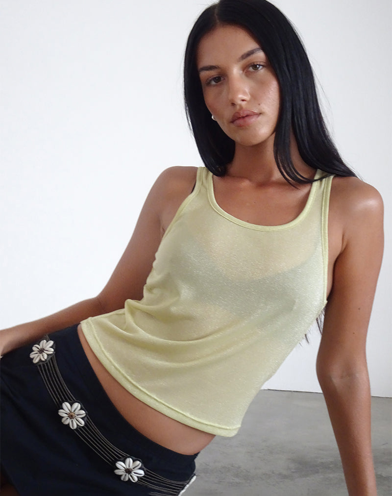 Umika Vest Top in Yellow Shimmer