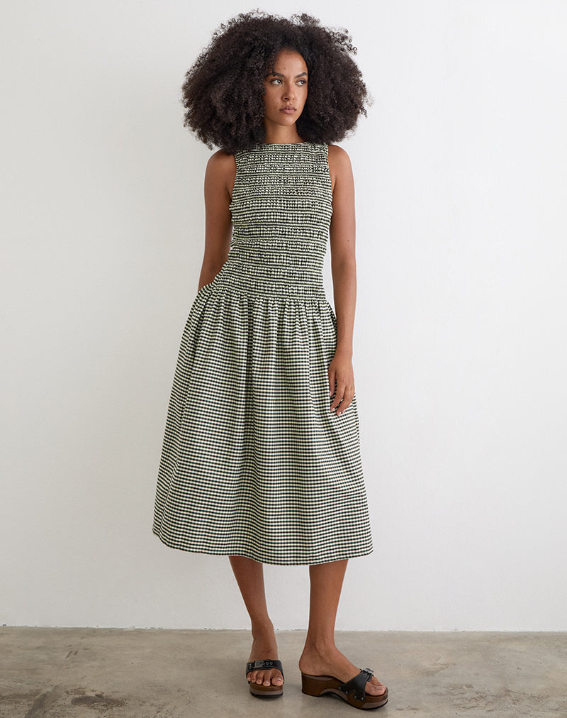 Green Check Midi Dress | Lavisha – motelrocks.com