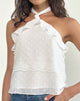 Image of Uran Halterneck Top in Dobby Chiffon Lace White