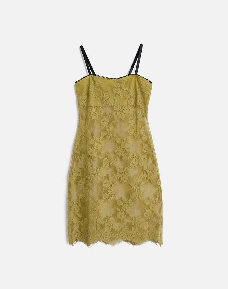 Image of Urian Dress in Eyelash Lace Chartreuse