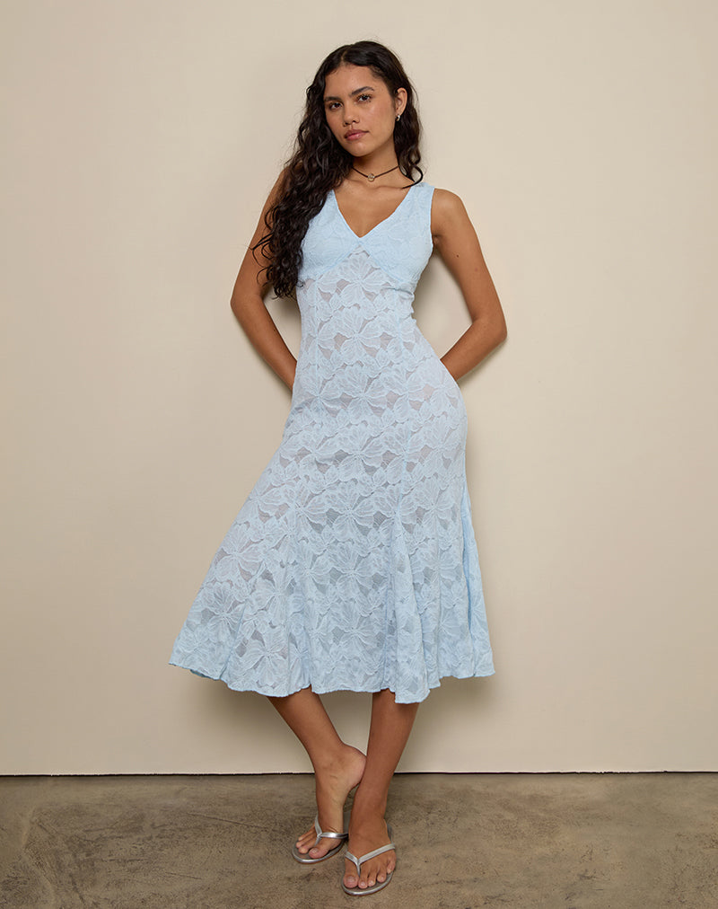 Image of Valea Midi Dress in Zinnia Lace Blue