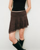 Image of Velanie Drape Mini Skirt in Lace Chocolate