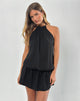 Image of Veloria Halterneck Mini Dress in Black Chiffon with Lining