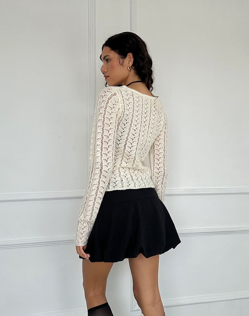 Image of Venia Knitted Long Sleeve Top in Birch Cream