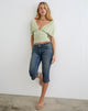 Image of Vernia Plunge Batwing Top in Cupro Pistachio