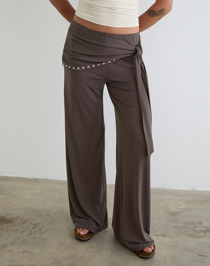 Dovina Trouser in Cupro Dark Brown