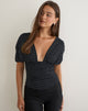 Image of Vernia Plunge Batwing Top in Jersey Micro Polka Black