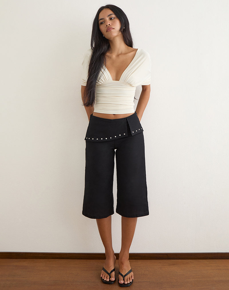 Oren Capri Trousers in Black with Studs