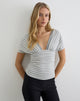 Image of Vespera Top in Stripe Jersey Grey and White
