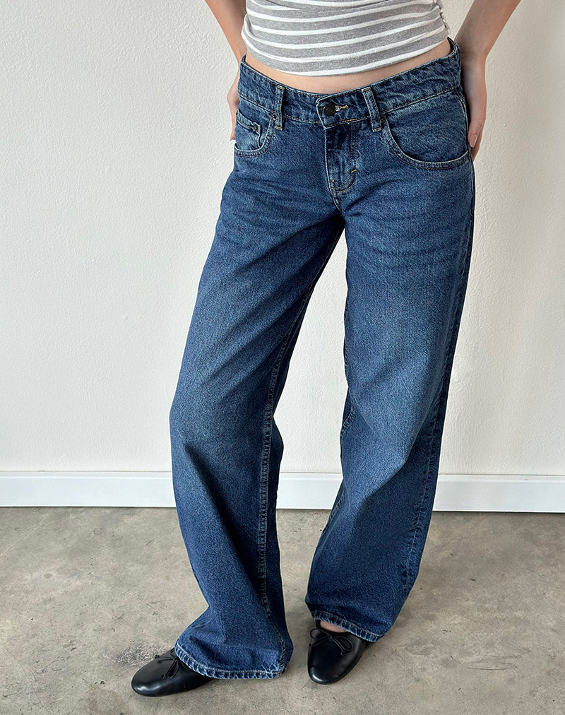 Image of Low Rise Parallel Jeans in Mid Blue Used