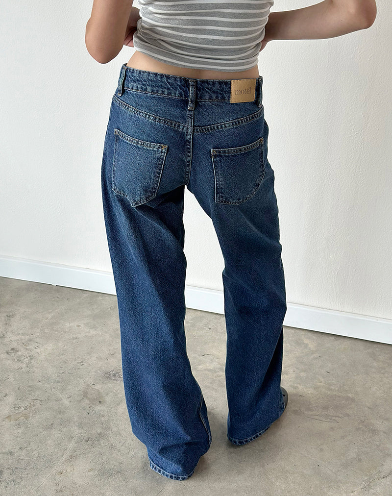Image of Low Rise Parallel Jeans in Mid Blue Used