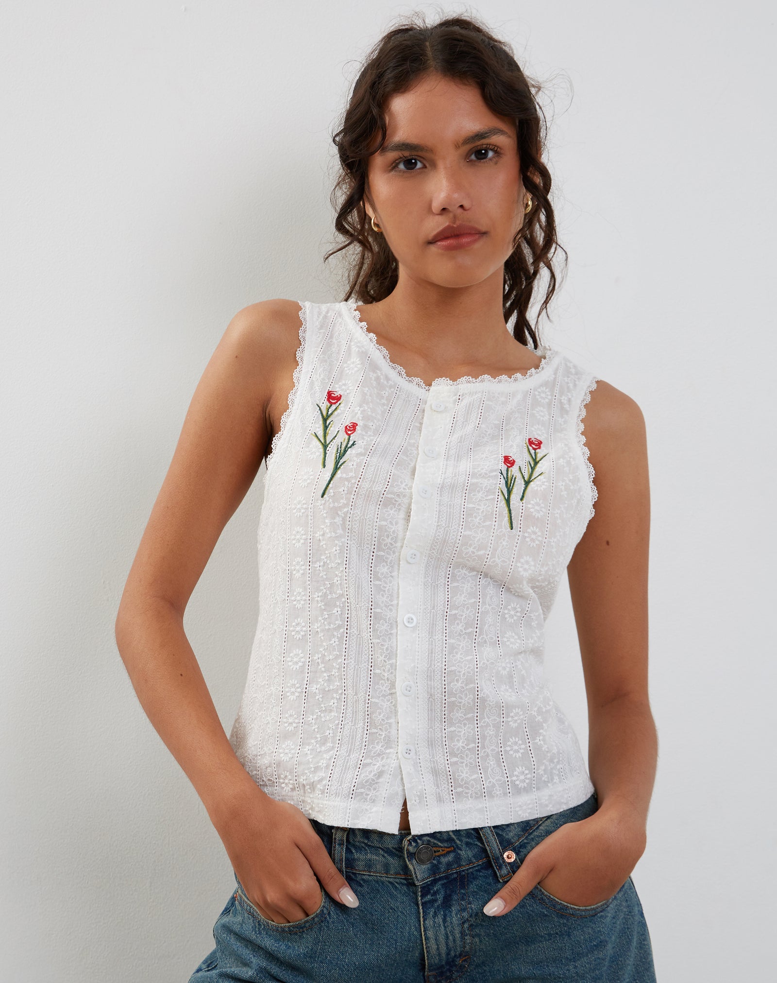 Blouse broderie anglaise femme taille S | Cache Cache