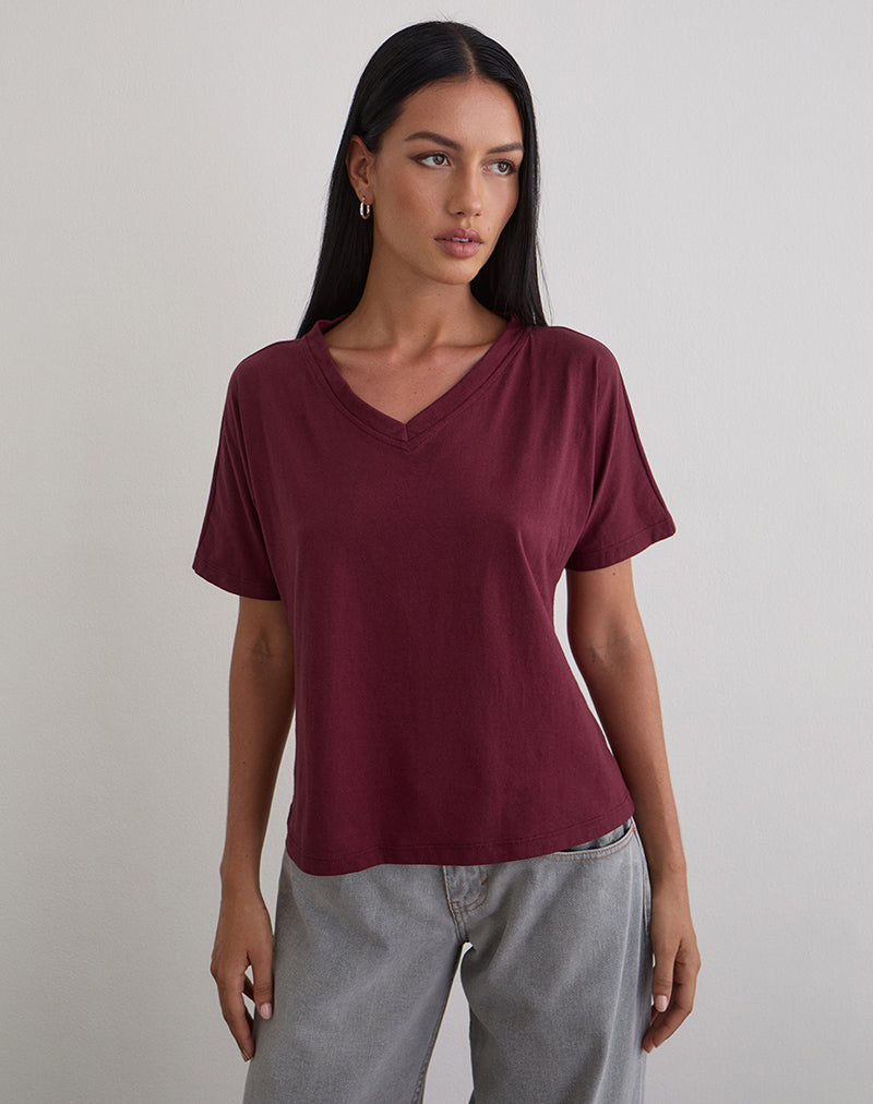 Image of Viman Top in Jersey Maroon