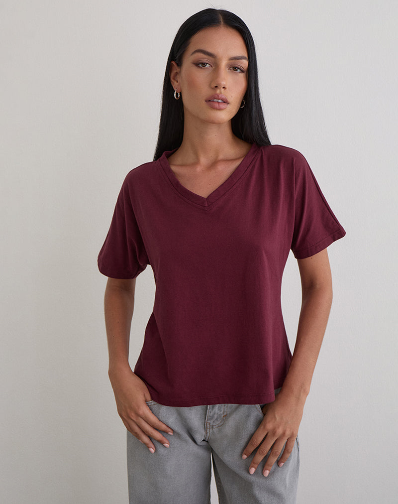 Image of Viman Top in Jersey Maroon