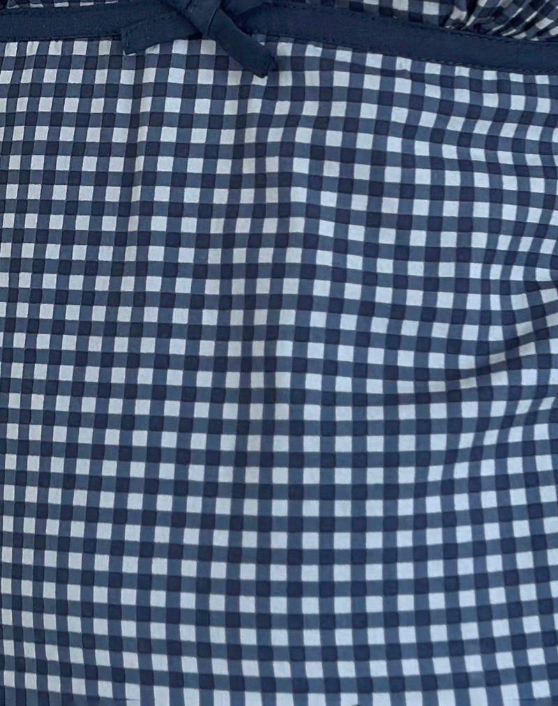 Dark Blue Mini Gingham Top | Vishata – motelrocks.com