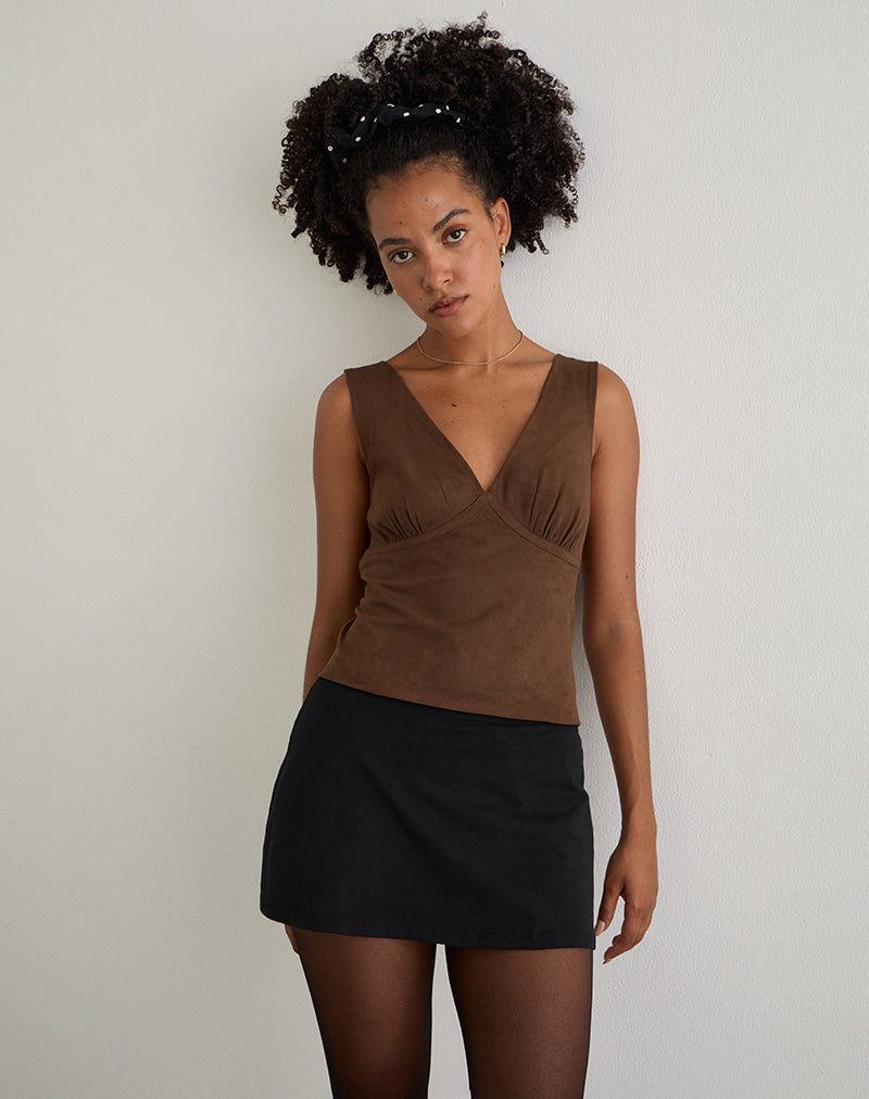 Image of Vishata Top in Suede Brown