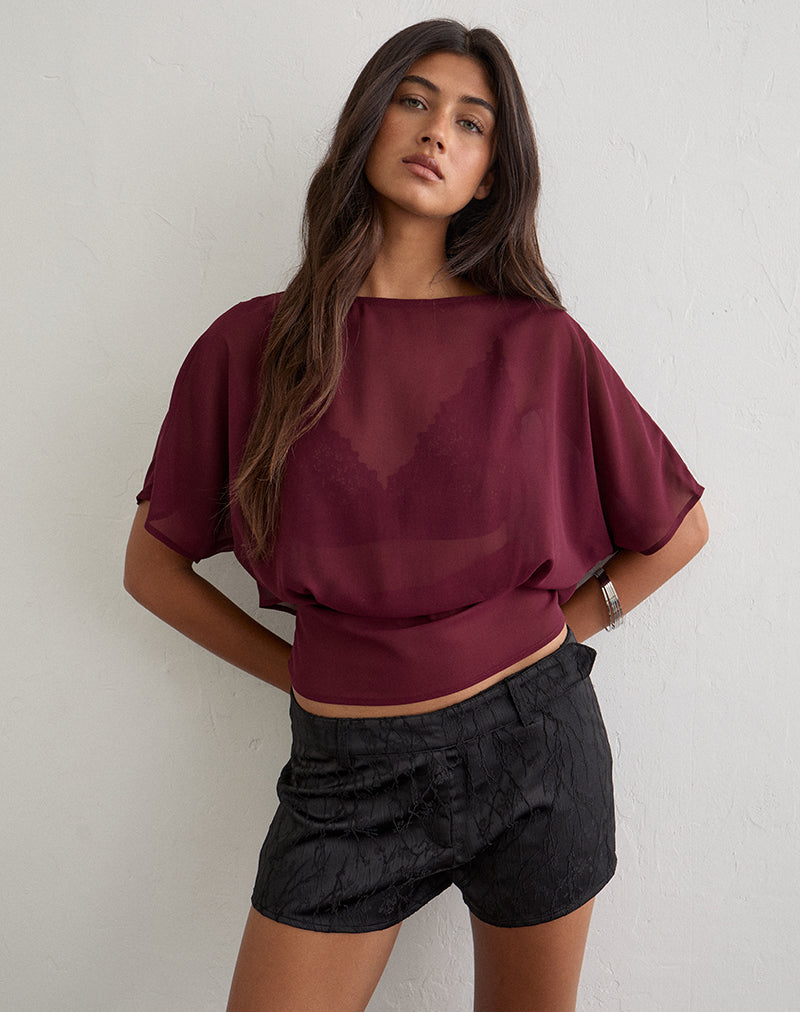 Image of Wahita Top in Chiffon Burgundy