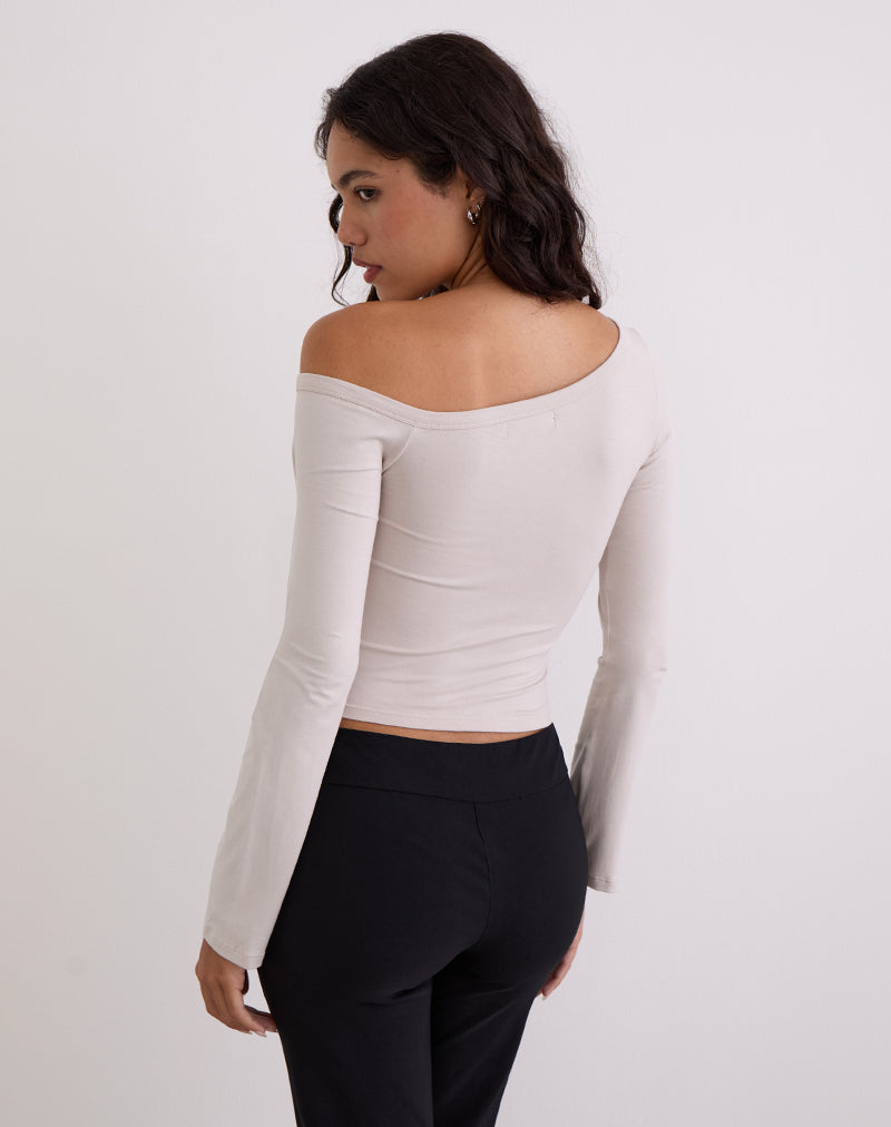 Image of Wakana Asymmetric Long Sleeve Top in Cannoli Cream