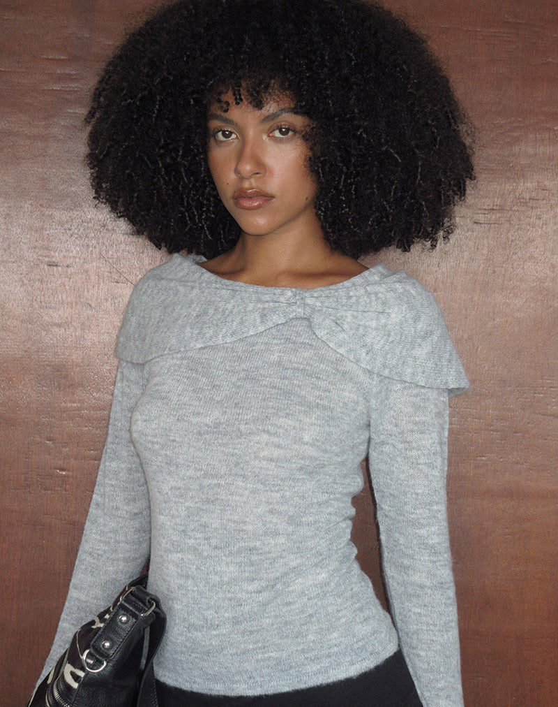 Waliya Jumper in Sheer Knit Grey