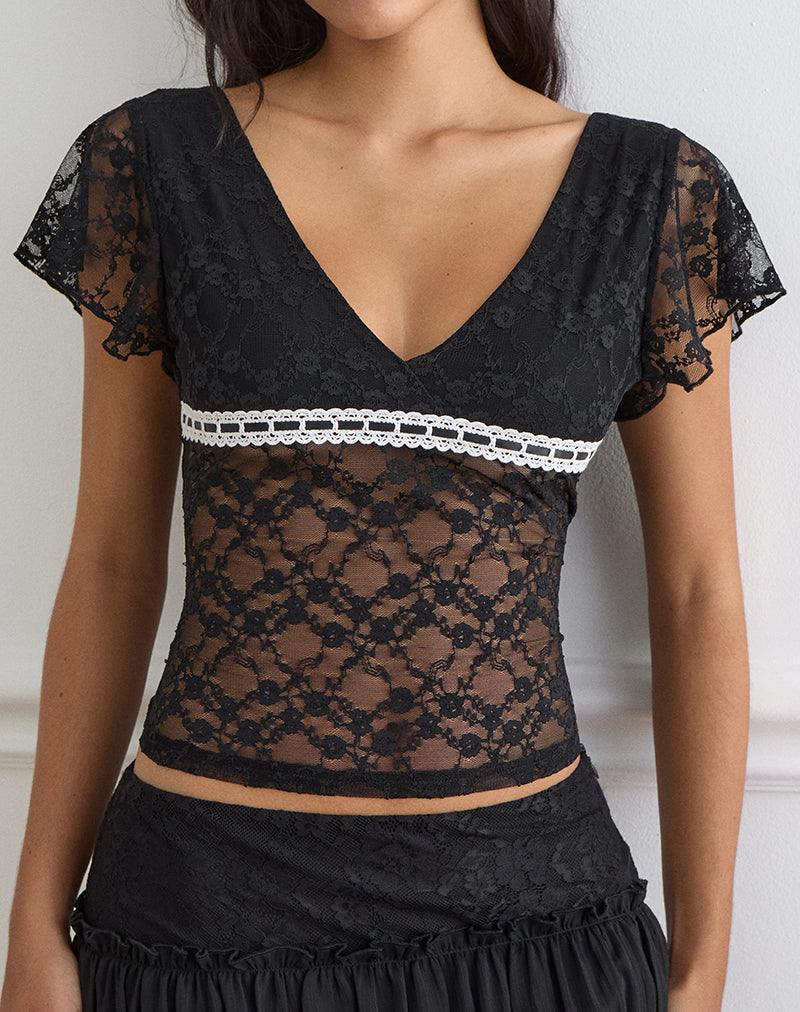Warita Underbust Top in Lace Black