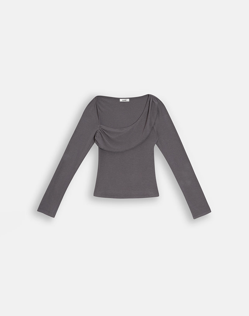 Image of Wayra Cowl Top in Soft Jersey Dark Grey