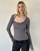 Image of Wayra Cowl Top in Soft Jersey Dark Grey