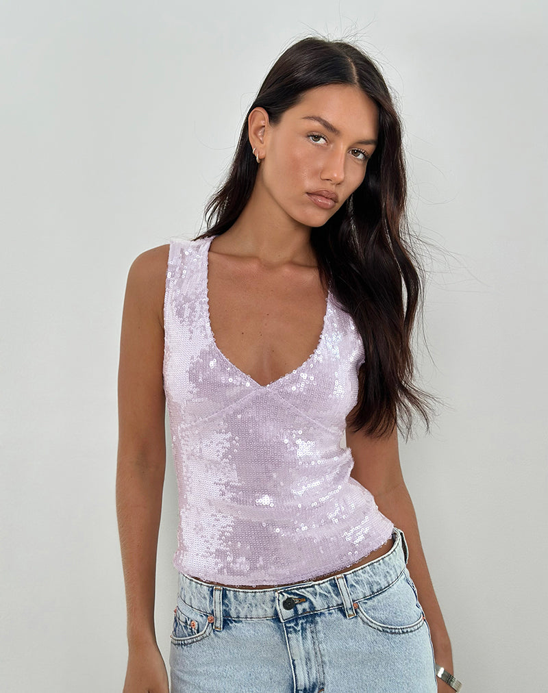 Image of Wespiser Top in Sequin Soft Purple
