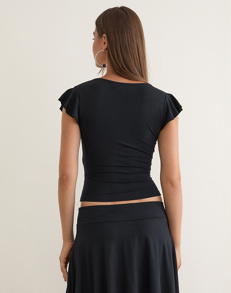 Image of Wilkes Wrap Top in Jersey Black