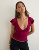 Image of Wilkes Wrap Top in Jersey Burgundy