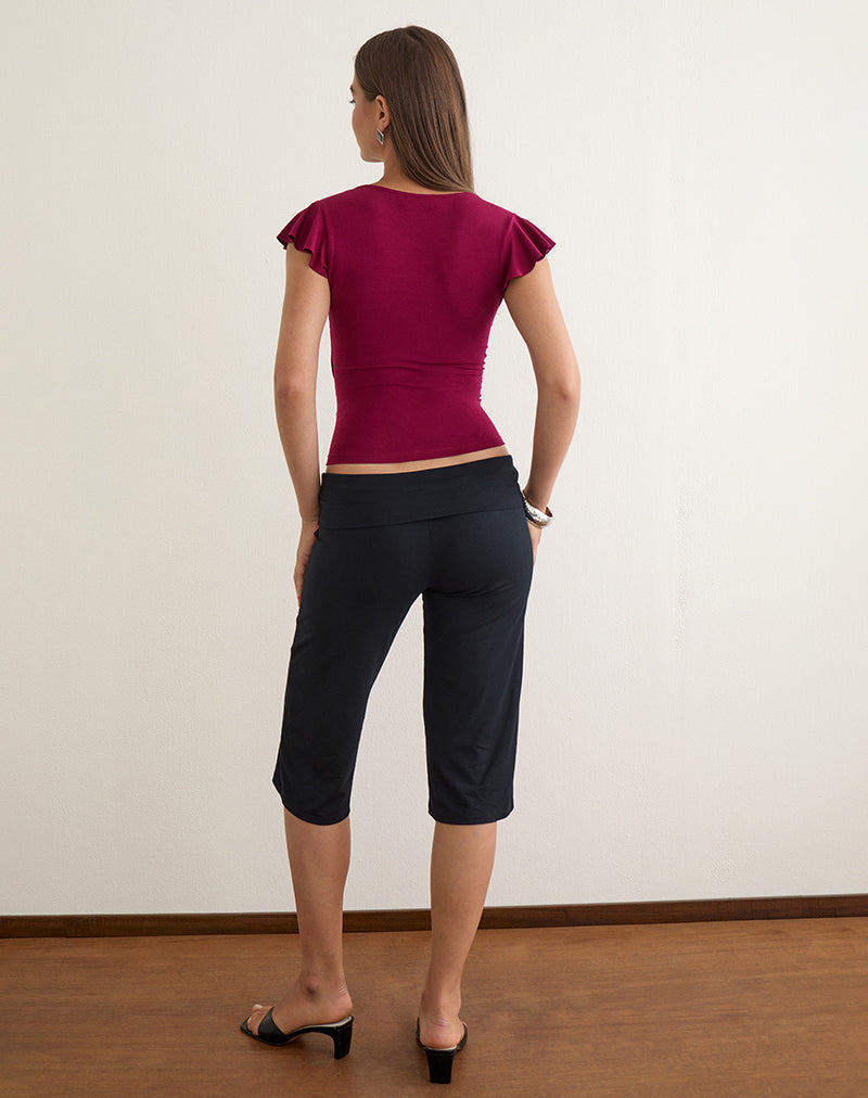 Image of Wilkes Wrap Top in Jersey Burgundy