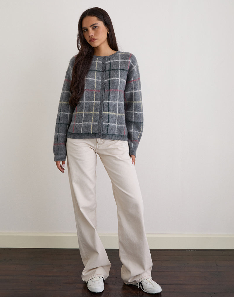Image of Wisola Cardigan in Knit Country Check Grey