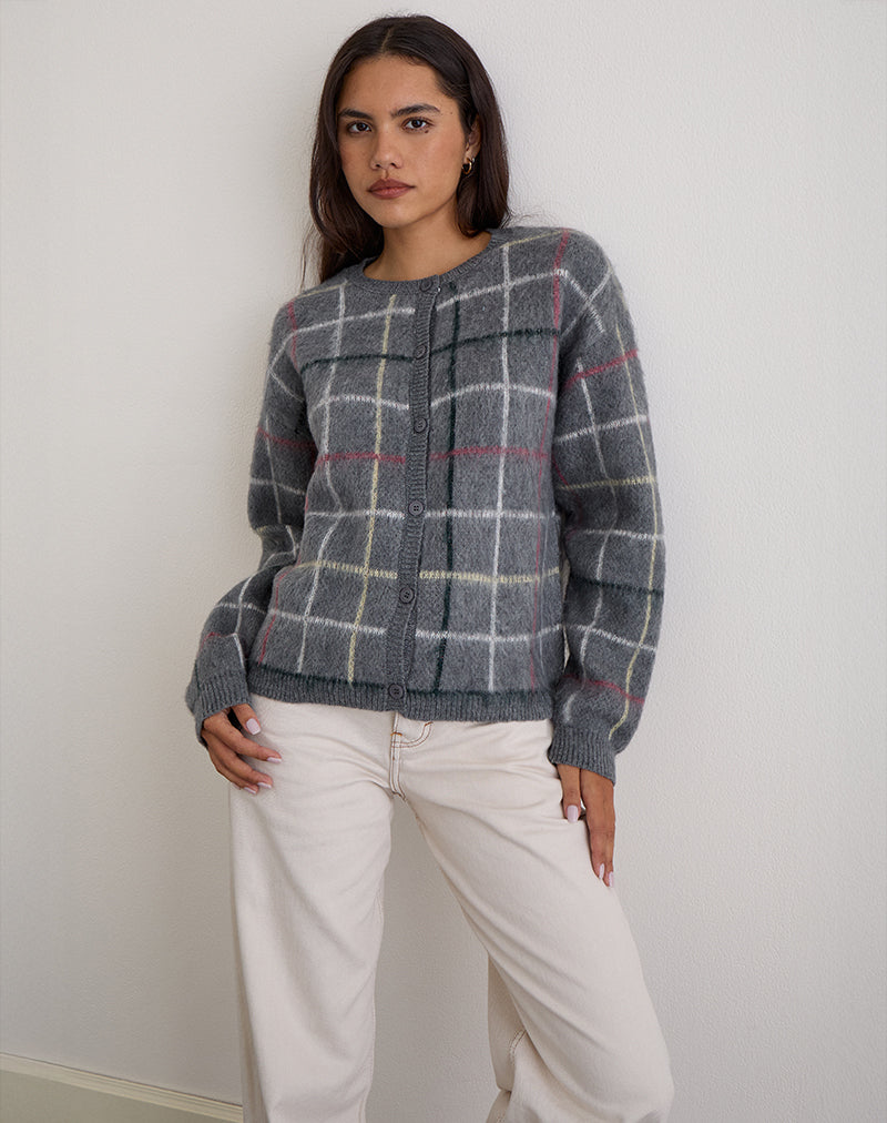 Image of Wisola Cardigan in Knit Country Check Grey
