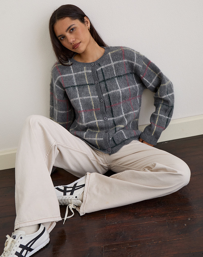 Image of Wisola Cardigan in Knit Country Check Grey