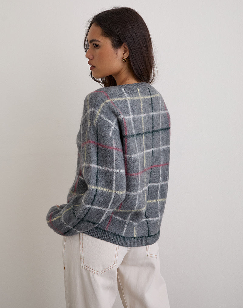 Image of Wisola Cardigan in Knit Country Check Grey