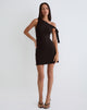 Image of Xeenia One Shoulder Mini Dress in Chocolate Brown
