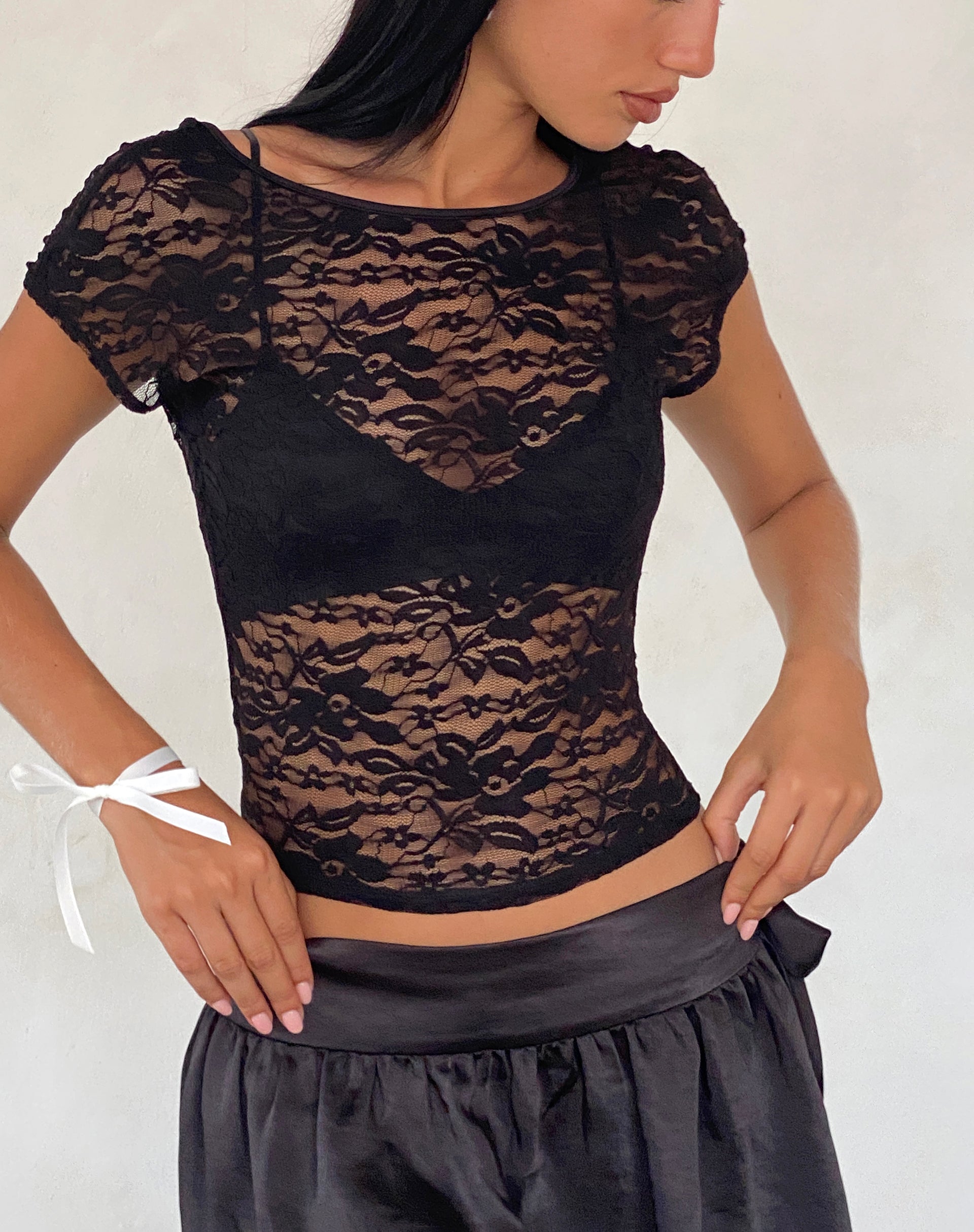 Image of Xiwang Top in Lace Black