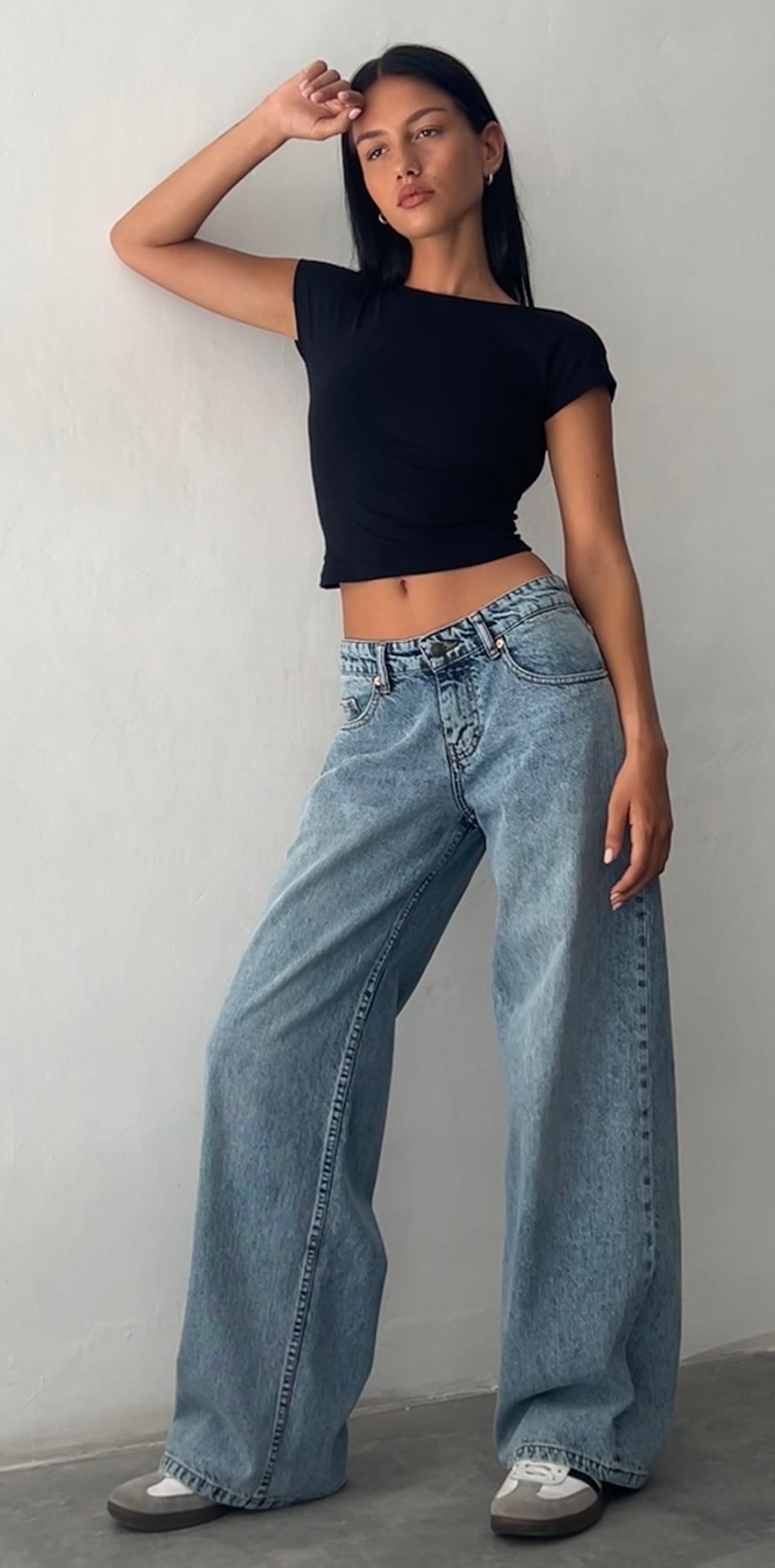 Blue Wash Extra Wide Low Rise Jeans | Roomy – motelrocks.com