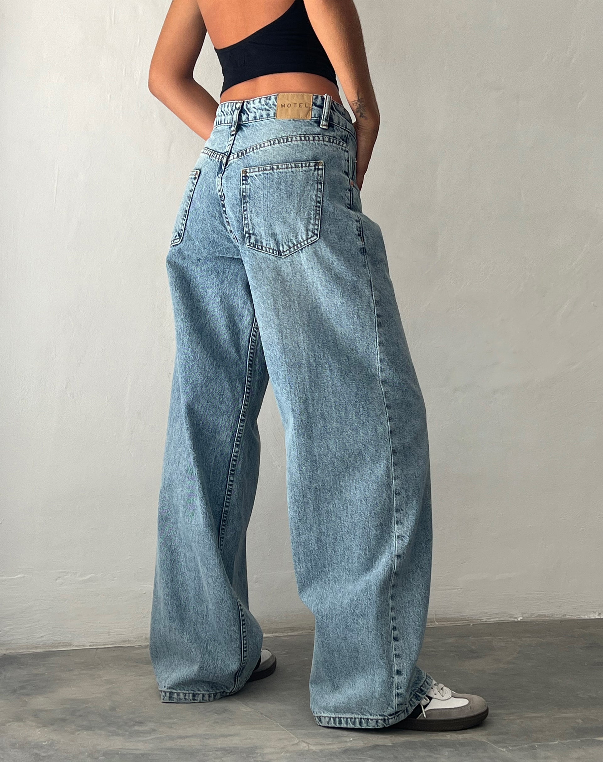 New Rocks Low Rise Blue Wash Extra Wide Low Rise Jeans | Roomy – motelrocks.com