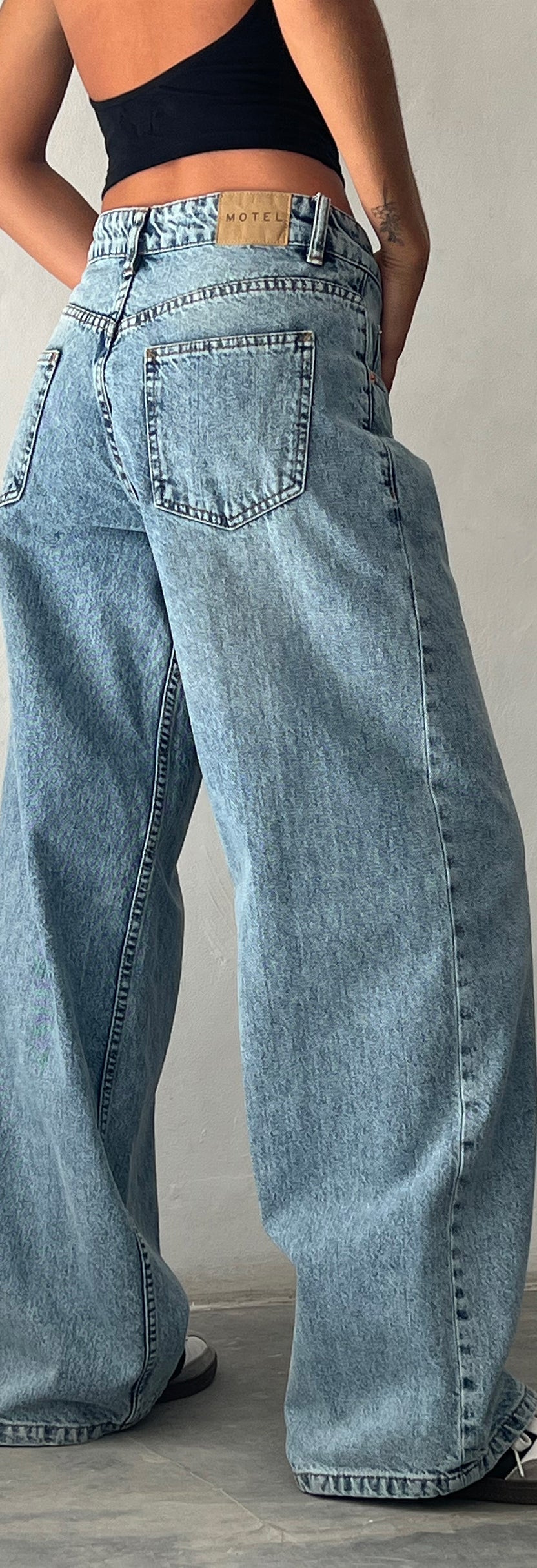 Matal Rocks Blue Wash Extra Wide Low Rise Jeans | Roomy – motelrocks.com