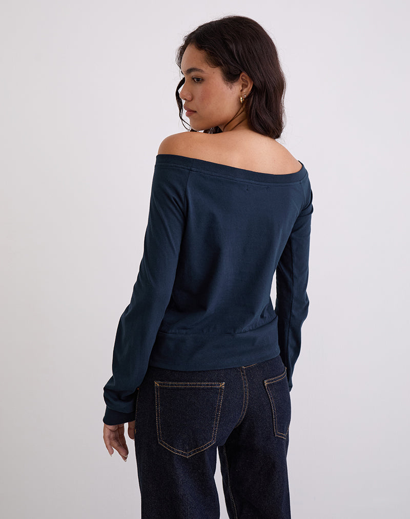 Image of Yacin Slouchy Top in Navy